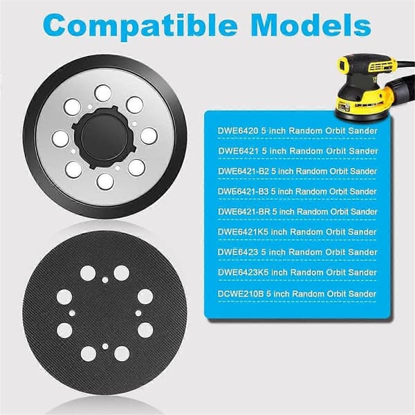 4 stk. metalslibeplade til orbitalsliber, robust, 5 tommer, 8 huller, velcro-slibeplade til DWE6421 [DB] som vist As Shown
