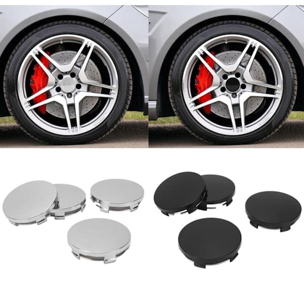 Hubcaps / Wheel Cap Emblems - Car - 4-pack 60 mm (Black) 60mm (Black) 60mm (Svart)