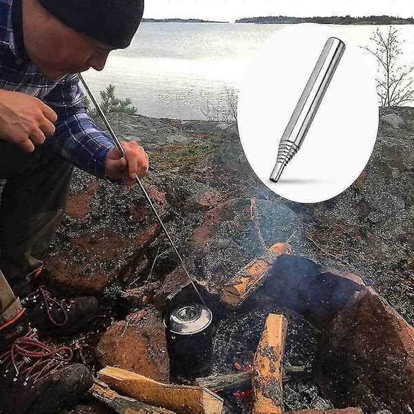 2 stk. justerbare, fleksible blåserør i rustfritt stål, manuelle blåserør for utendørs piknik