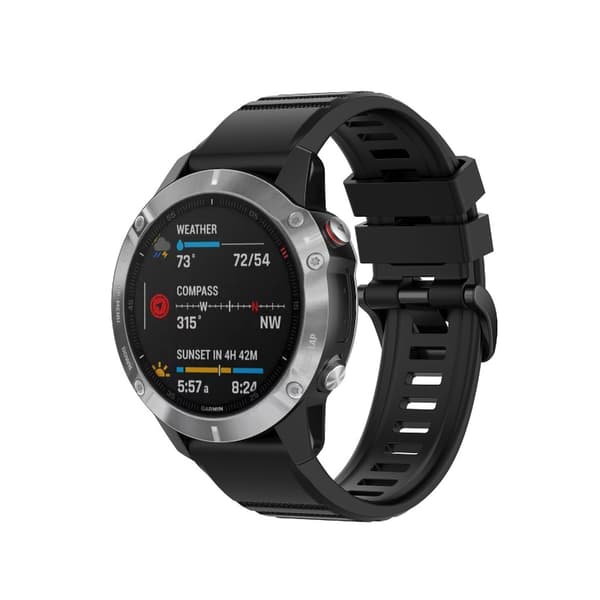 Silikonerem til Garmin Fenix 6X - 26mm - Sort