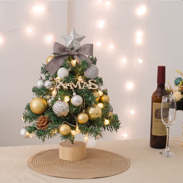 1. mini juletre juledekorasjon tilbehør juletre 45cm opplyst gran
