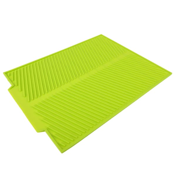 Extra Large Dish Drying Mat, Premium Heat Resistant Silicone Pad (Green)