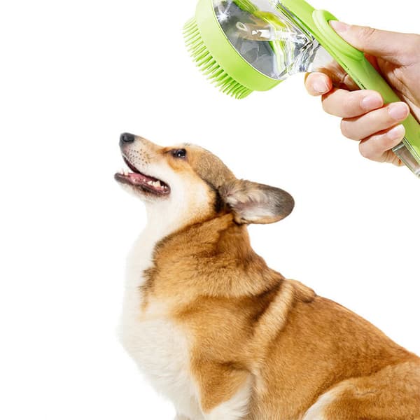 Kæledyrsbørste med shampoodispenser - massagebørste til hund og kat Grøn Grøn Green
