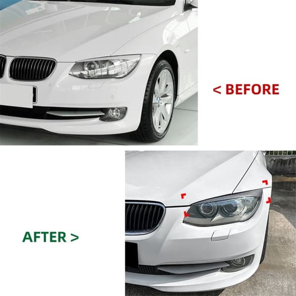 Bilsvart blank frontlys øyenbryn klistremerke deksel trim for E92 E93 2010-2012 tilbehør
