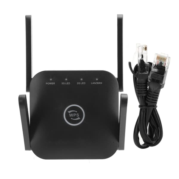 Trådløs Wifi Repeater Signalforstærker Rækkeviddeforlænger Computertilbehør AC 110-240V Sort EU-stik