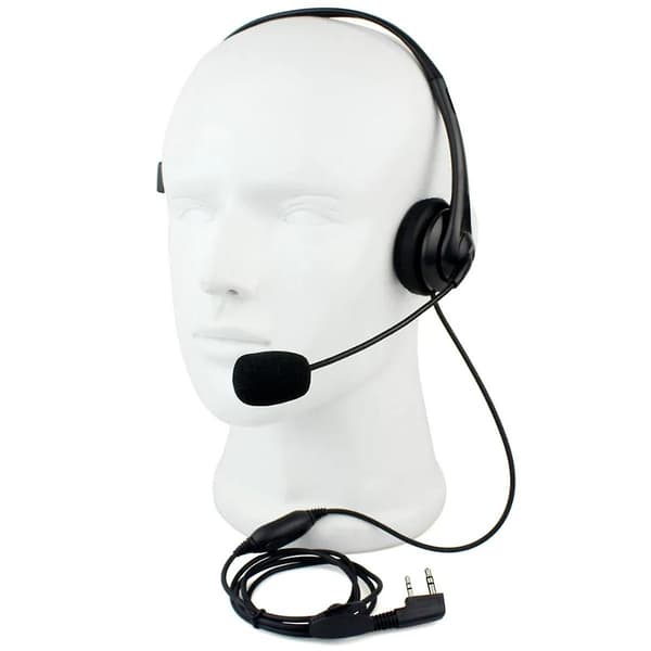 2-bens K-stik Walkie Talkie Headset Svamp Ørekop Enkelt-sidet Headset Mikrofon