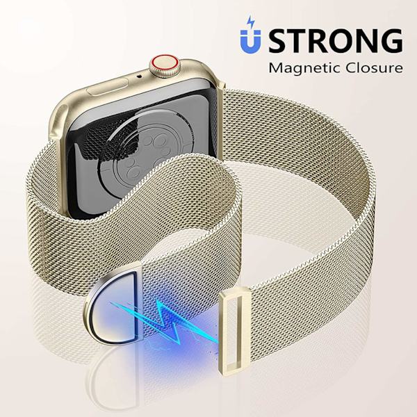 Metalliranneke yhteensopiva Apple Watch -rannekkeen kanssa 40mm 38mm 41mm Samppanjakulta-WELLNGS Samppanjakulta 38/40/41 38/40/41mm Champagne Gold
