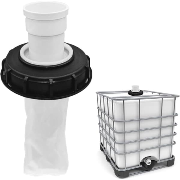 Vaskbart nylon IBC tankdæksel med låg til 1000L regnvandstank sort 165mm