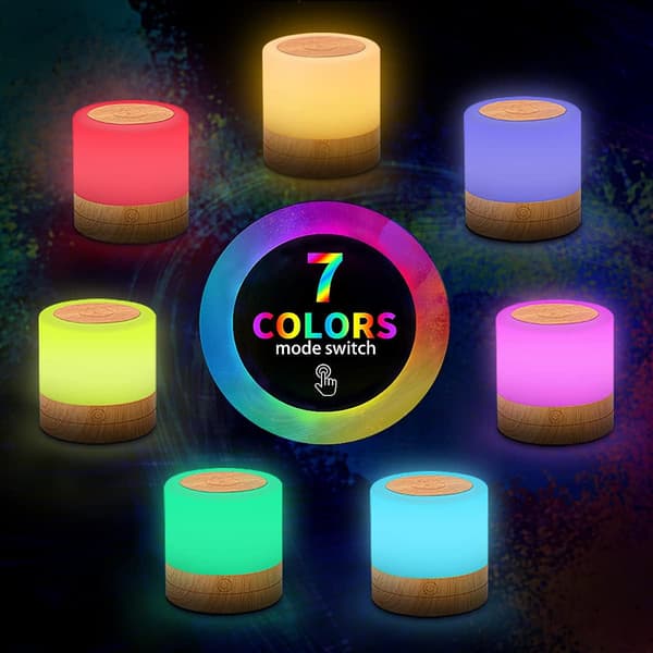Dimmable LED bedside lamp with touch function, night light with timer, RGB color