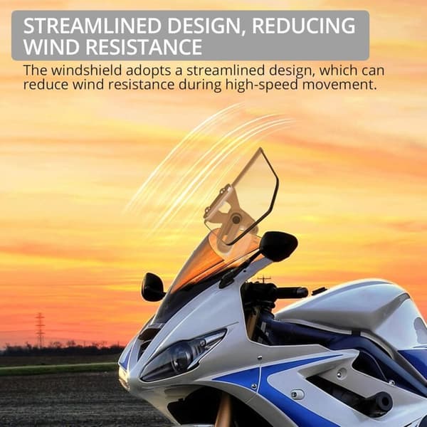 Motorcycle Windshield Adjustable Clip-On Windscreen Spoiler Extension Wind Deflector for Motorcycle - Clear