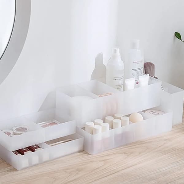 Desktop Cosmetics Organizer, Drawer Organizer, Storage Box without Lid, Refrigerator Storage Tray, 13.5x 5.6x 10.4cm