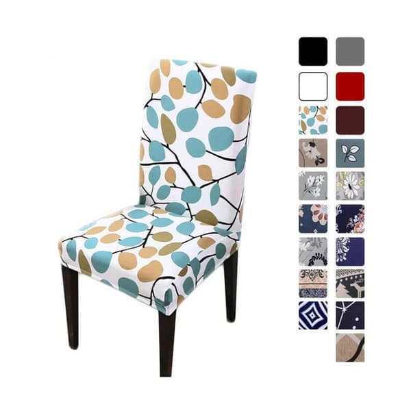 Chair Cover, Dining Chair Cover Super Stretch Spandex Leaf Pattern