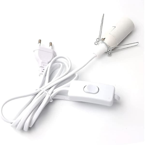 2024 Kabel for saltlampe med bryter - E14-1,8 M - Sokkel for saltlampe, hvit