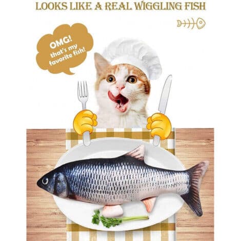 CHOYCLIT Magic Fish Kattelegetøj til voksne, grå, pædagogisk legetøj, USB-genopladelig Grå Gray