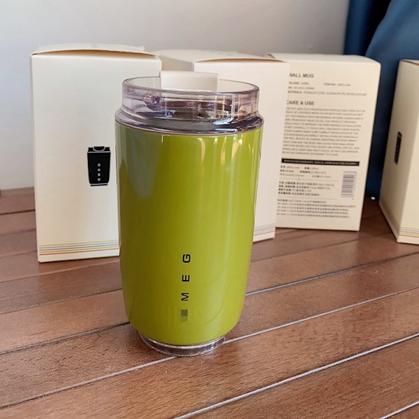 Termokopp Varm Kaffe Isolert Termokopp Sportsvannflaske med Mellomlag Vann Hvit Termokopp 350ml Green