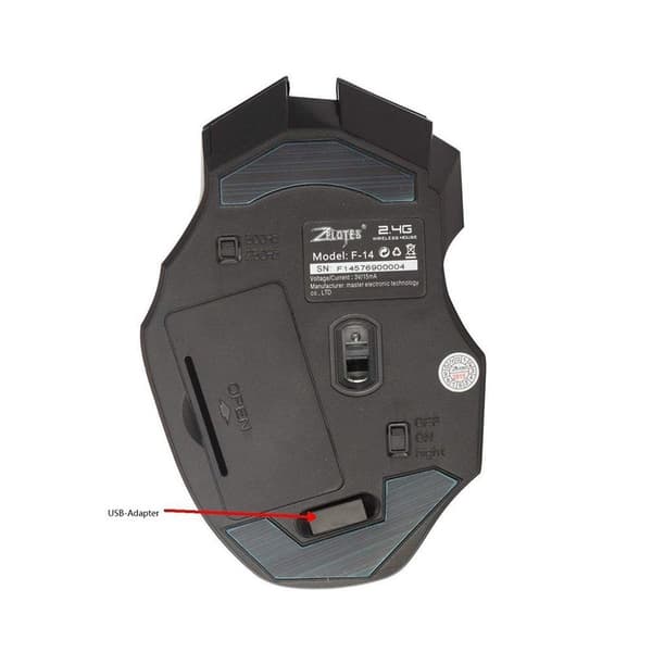 Zelotes trådløs mus, 2,4 GHz ergonomisk pc-mus trådløs, 7