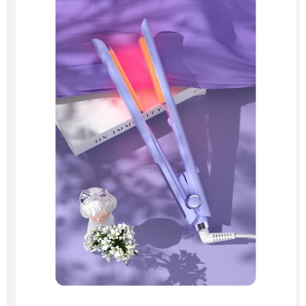 Mini Hair Straightener and Curler 2 in 1, Fast Heating with Adjustable Temperature