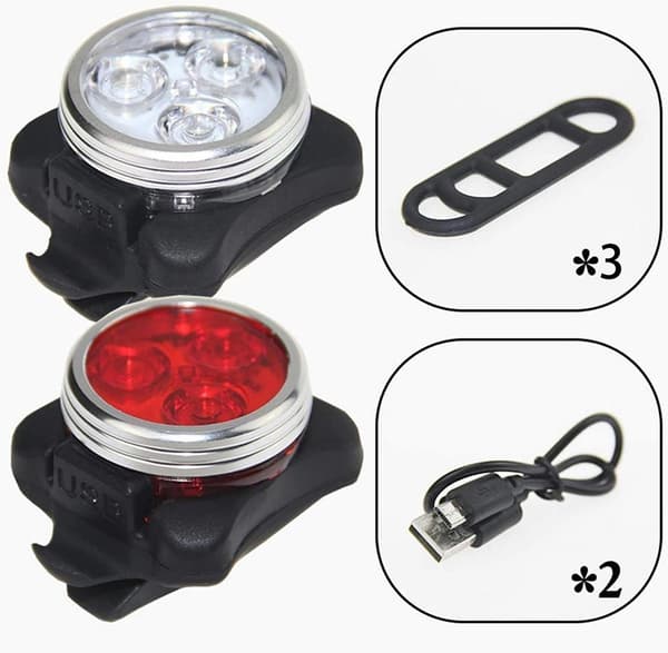 HQ DURABLE bicycle lights LED set white and red rechargeable LED lamp for bicycle