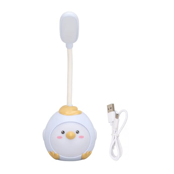 LED-bordlampe USB-lading Øyebeskyttelse Fleksibelt farget nattlys med søt kyllingbase Blå