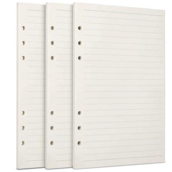 A5 Påfyllningspapper 3-pack 100GSM Tjockt Påfyllningspapper 6 Hål 135 Ark (270 Sidor) för 6-Ringars Anteckningsbok Linjerat Papper-FF-
