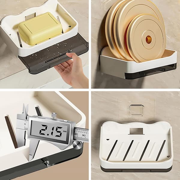 Pieces Soap Dish for Shower, Wall Mounted Soap and Sponge Holder, for Bathroom and Kitchen
