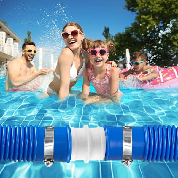 4-delt adapter pooltilbehør, 32 mm diameter, poolrørforbindelsessæt med 8 klemringe