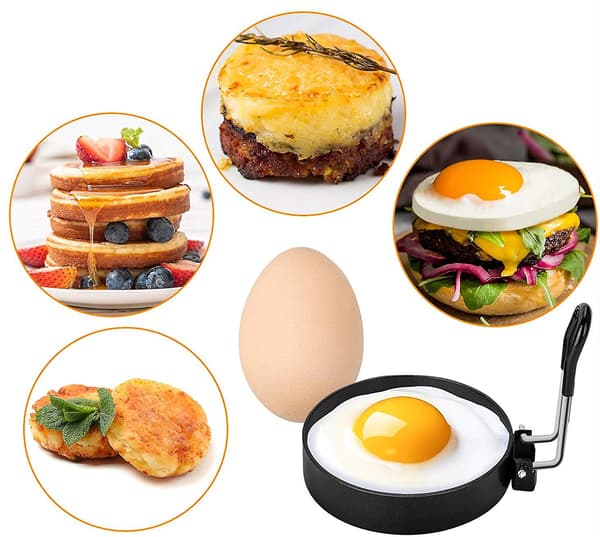 Eggringer i rustfritt stål pannekakeform for stekte egg og omeletter - 4 stk