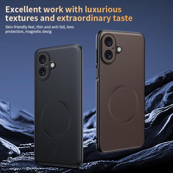 iPhone 17-deksel - Flatt skinn med MagSafe og støtbeskyttelse