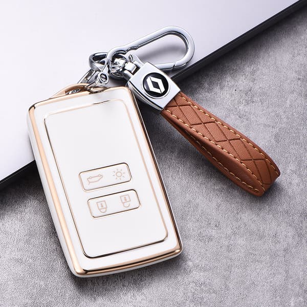 Guld beige - Renault nøglering TPU-materiale 4 knapper