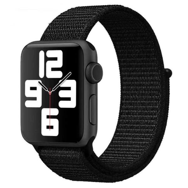 Apple Watch 42/44/45/49 Nylonrem Sport Loop Borrelås Svart
