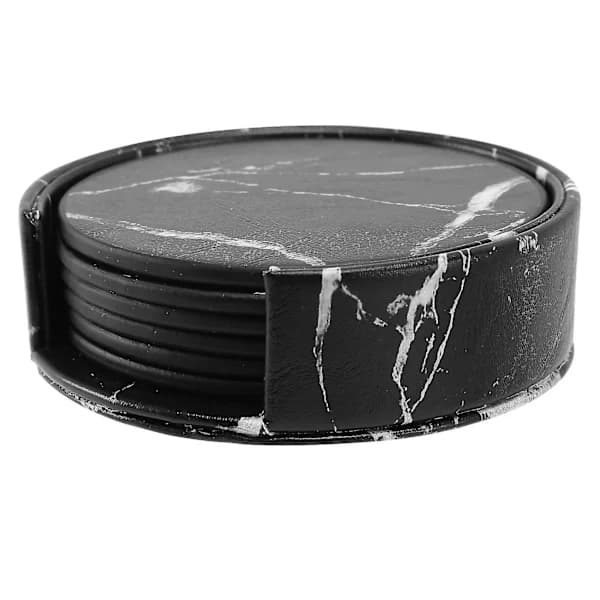 Coasters For Drinks 6-piece With H, Marble Round Mat Set For Home And Kitchen Use