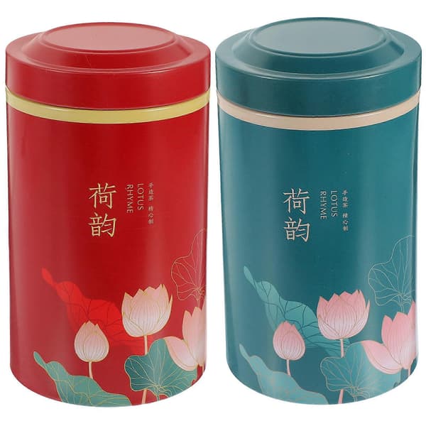 2 pcs Sealed Tin Tea Cans, Tea Containers, Creative Packaging Jar Red Green