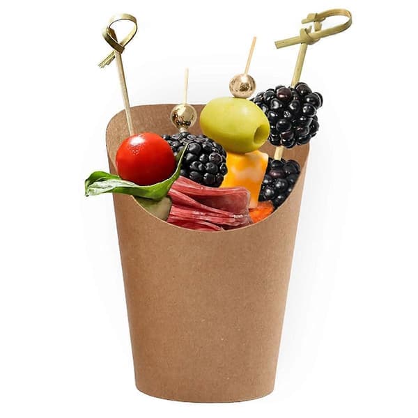 50 stk. 414 ml Kraft Charcuterie-kopper med 200 pinde (2 typer)