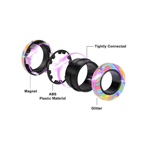 Magnetisk Fidget Spinner-ring - Uendelig sjov - Spin, forbind, leg - Et pædagogisk legetøj til både drenge og piger - Sort