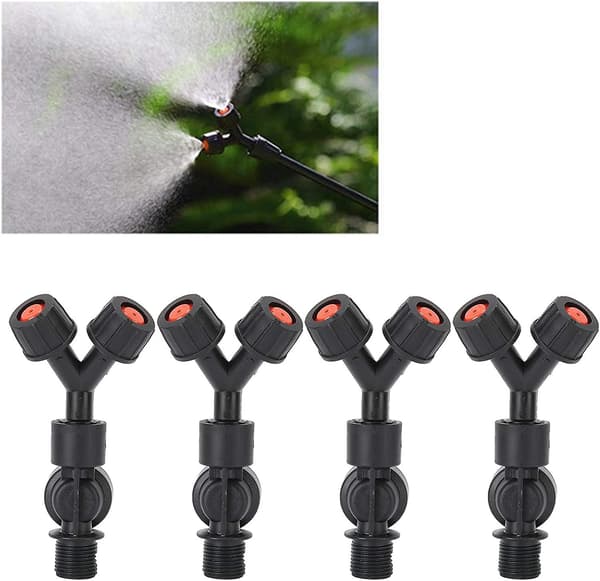 Spray Nozzle, 4 Pcs Double Nozzles Drip Tip Attachment for Agricultural Electric Backpack Sprayer