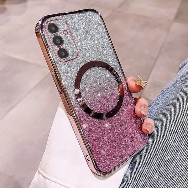 Mobile Case for Samsung Galaxy A55 5G TPU Electroplated Glitter - Rose Gold