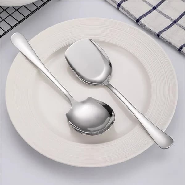 2 Large Stainless Steel Spoons, Serving Spoons for Hotel Meals