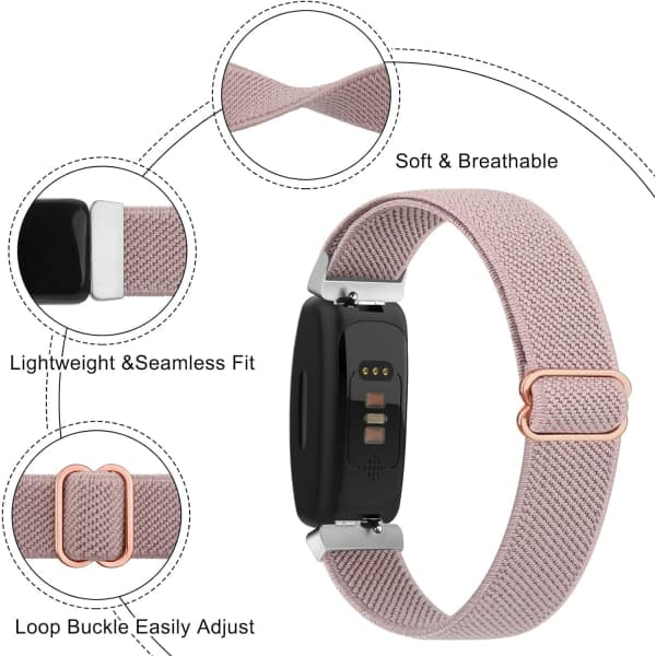 Elastiske bånd til Fitbit Inspire 2 - 3-pakning med tøyelige armbånd