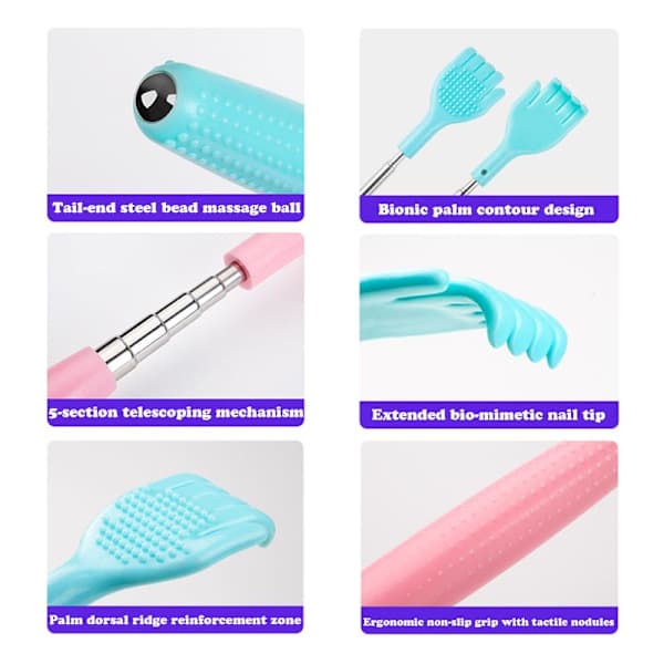 Retractable Back Scratcher Telescopic Itching Body Care Massage Blue Blue Blue
