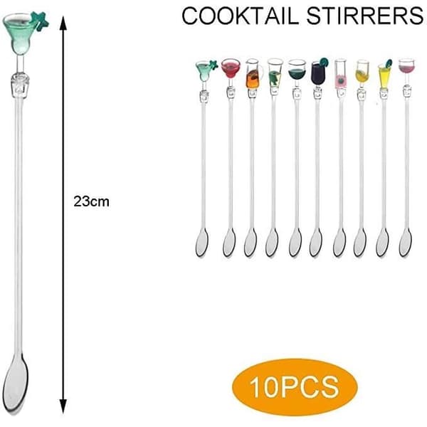 ROCK Farverige drinkspinde, 23 cm cocktailspinde (10 røreskeer)