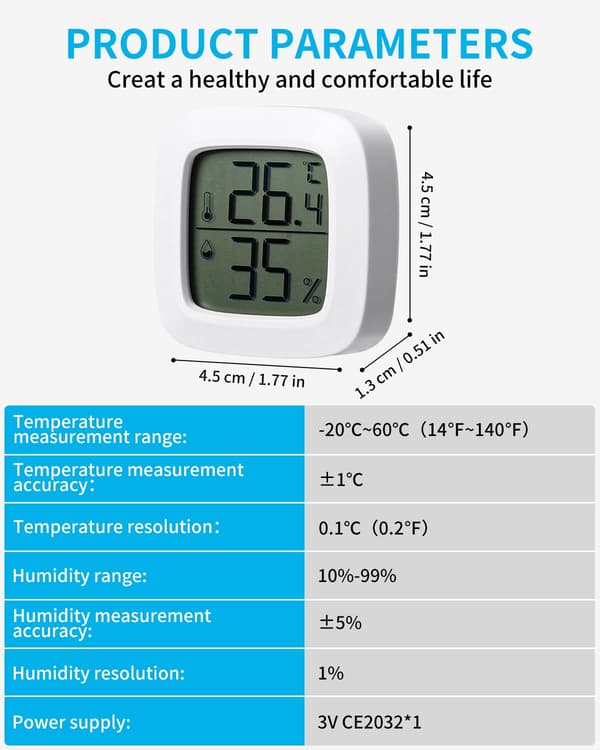 5-pack digital inomhus termometer hygrometer, komfortnivåindikator, liten digital termometer med hög precision