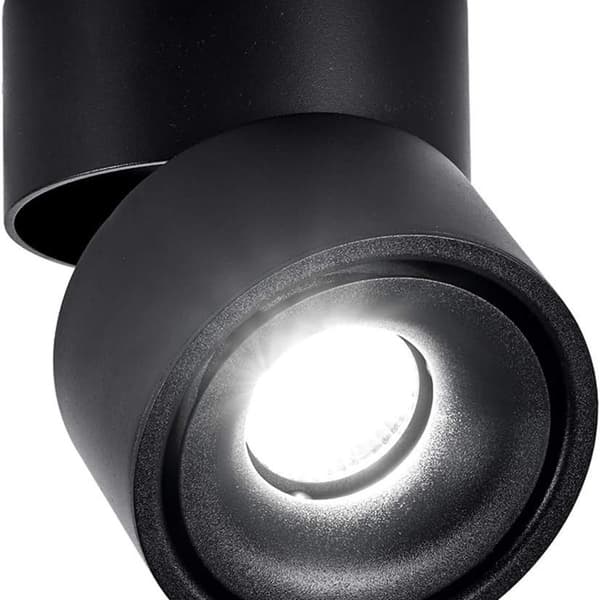10W loftlampe, justerbar lampehus, indendørs brug, sort + kold hvid