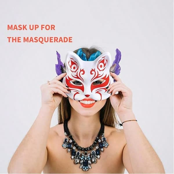 12-pak DIY Katte Ansigtsmasker, Hvide Papirmasker til Håndmaling, Karneval & Halloween