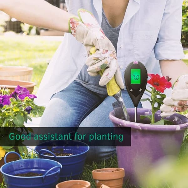 4-in-1 Soil Tester for Moisture Light pH Temperature with Battery Garden Tool Kit Compatible with Garden Yellow