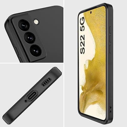 Black, Camera Protection Case for Samsung Galaxy S22, Samsung S22 5G Silicone Case, Shockproof Protective Case, Thin, Soft, Elegant