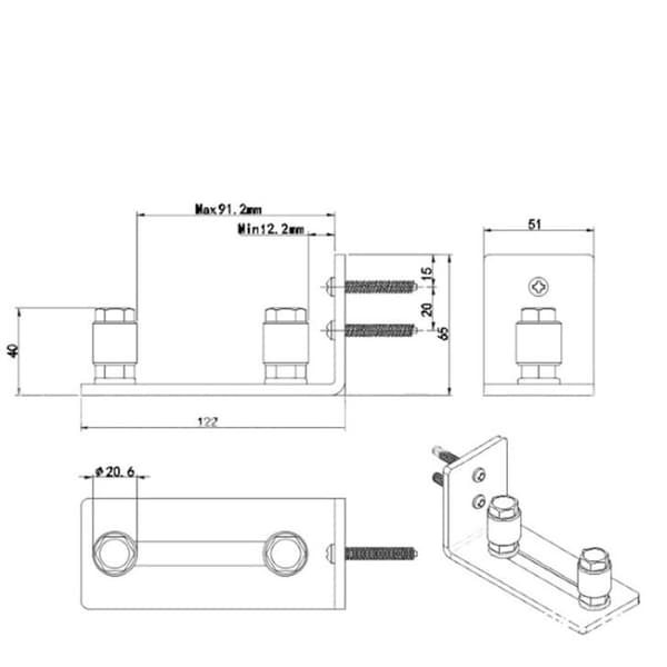 Skydelåge Guide Gulvguide Kulstål Justerbar Skydedørsskinne Guide til Stald Dør Hardware Tilbehør