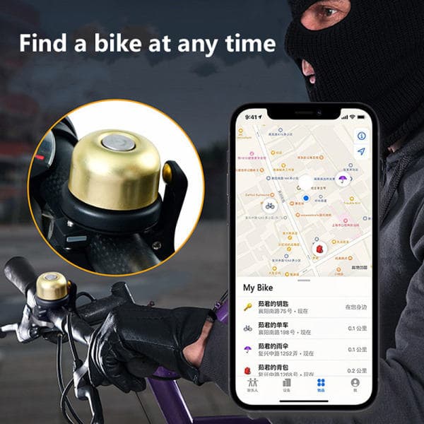 Pyöräkello Paikannus Varkaudenesto Mtb Pyörä Seoskello AirTag Musta