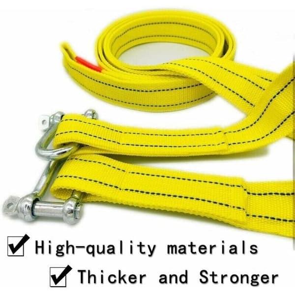 Heavy Duty Tow Strap with Two D-Ring Safety Hooks for Winch, 5 Ton Capacity and 5m Length.
