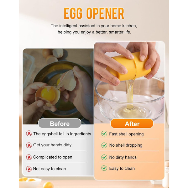 Eggeskallknekker - 3 Deler - Eggeskiver - Rustfritt Stål - Eggeskallåpner - Egghodeutskiller