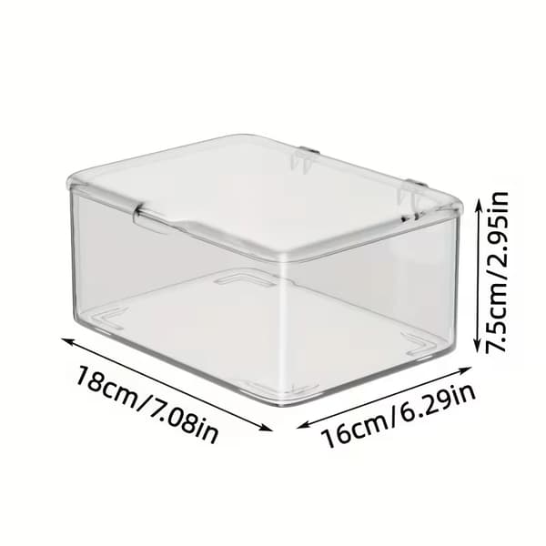 Pill Box with Hinged Lid, Transparent Desktop Storage Box, Dustproof Storage Box with Hinged Lid, a Household Pill Box.